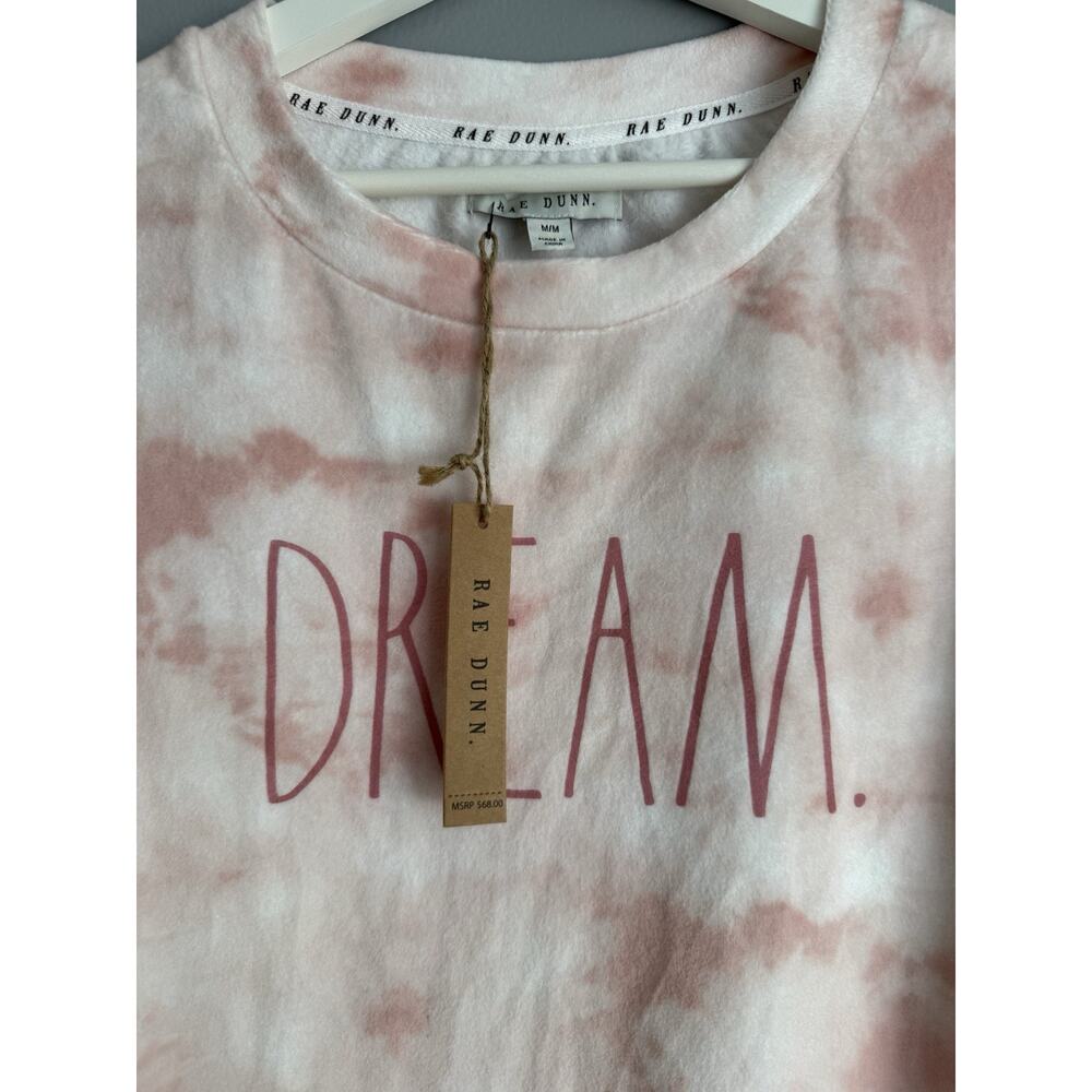 Rae Dunn Dream Tie Dye Sweatshirt Women M Pink Crew Neck Cozy Pullover NWT $68 - Picture 4 of 6